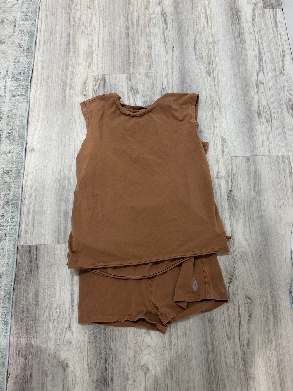 Free People Movement  Rust Brown  athleisure Sleeveless Tank AND SHORTs set  L
